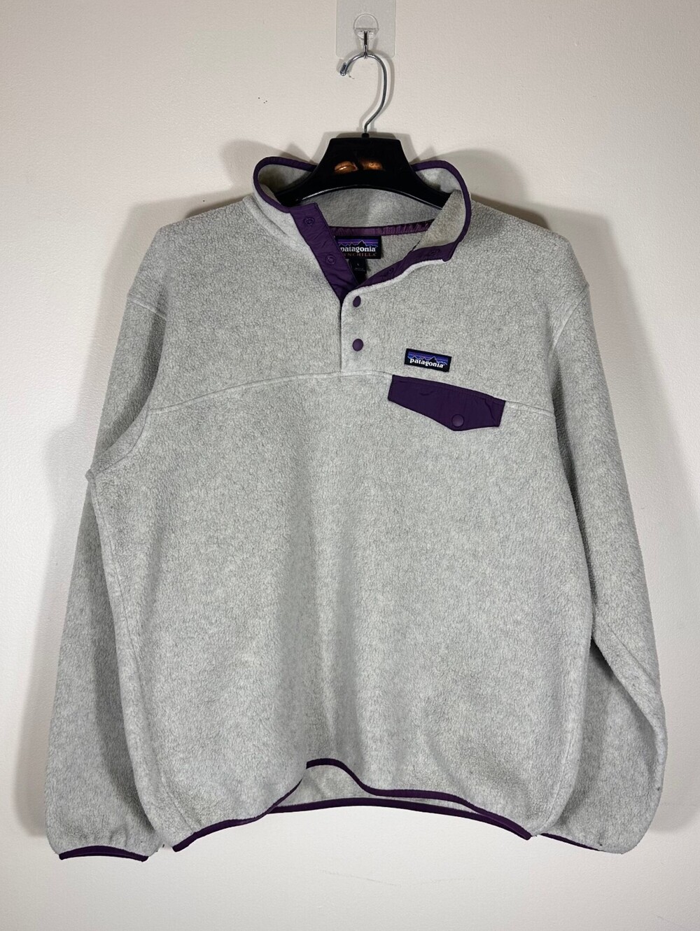 Patagonia Synchilla Snap T Fleece Light Gray Purple Pullover